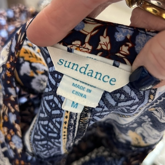 Sundance Simono Blue Floral Long Sleeve Boho Babydoll Dress Size M - Picture 10 of 13